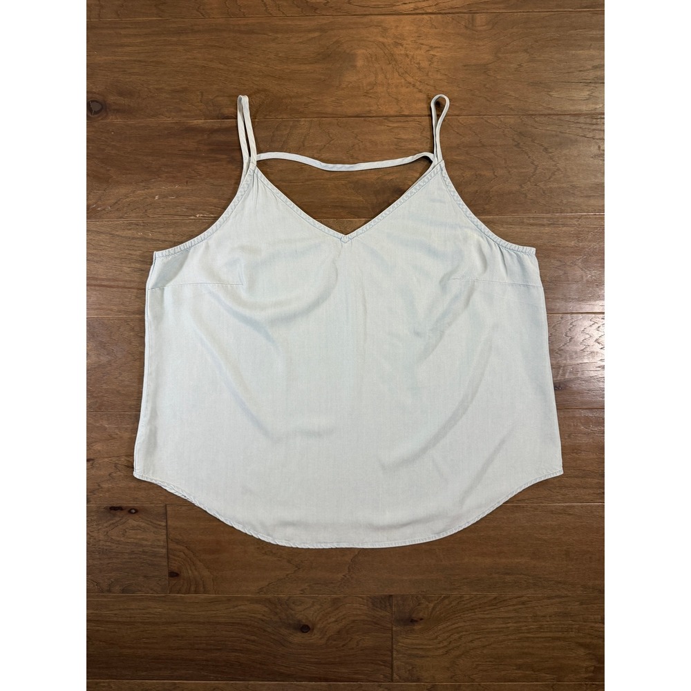 LOFT Plus Womens Light Blue Lyocell‎ Chambray Strappy V-Neck Tank Top Size 20